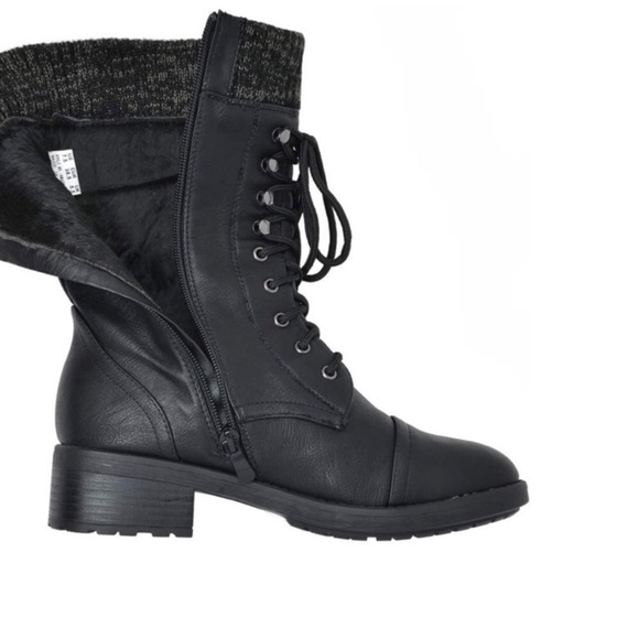 Lace up Mid Calf Combat Riding Military Boots - Picture 2 of 8